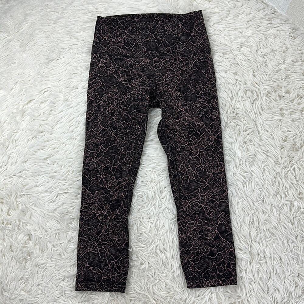 Lululemon Align Crop *21" Lacescape Spanish Rose Black